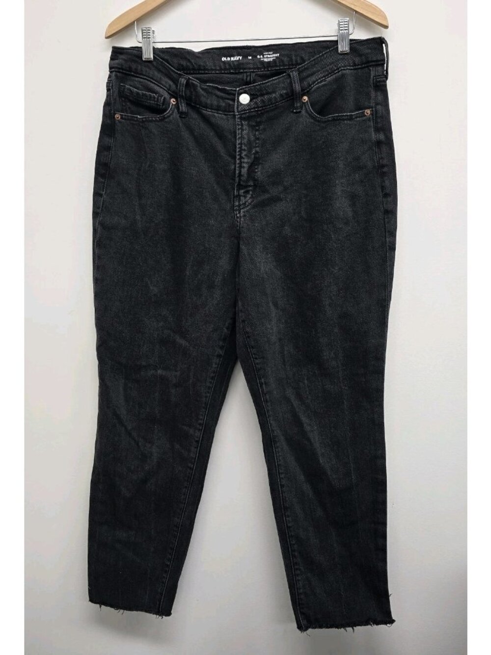 Old Navy High Rise O.G. Straight Jeans Size 14 Washed Black Secret Smooth Pocket